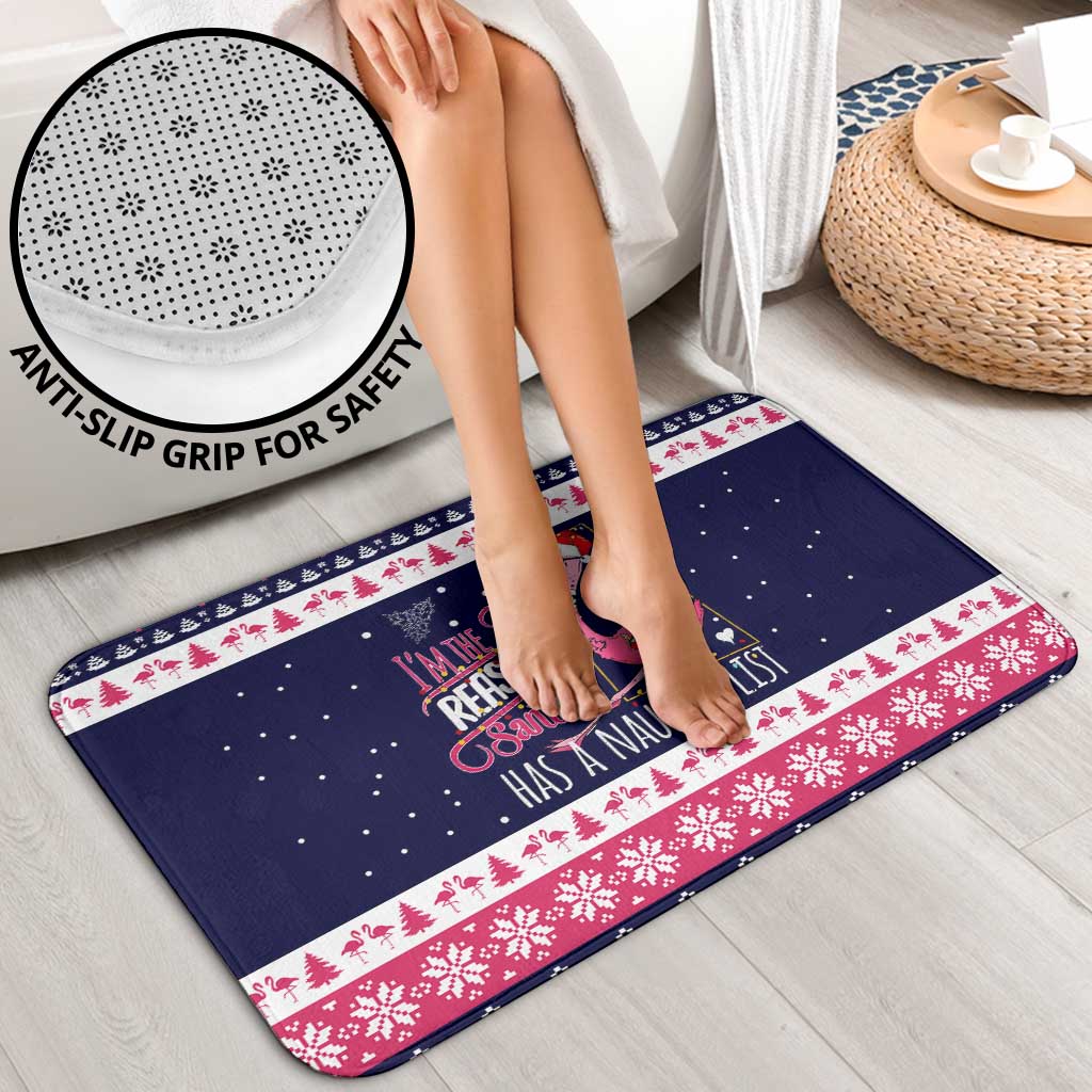 Flamingo I Am The Reason Santa Has A Naughty Christmas Bathroom Set Xmas Holiday Patterns - Wonder Print Shop