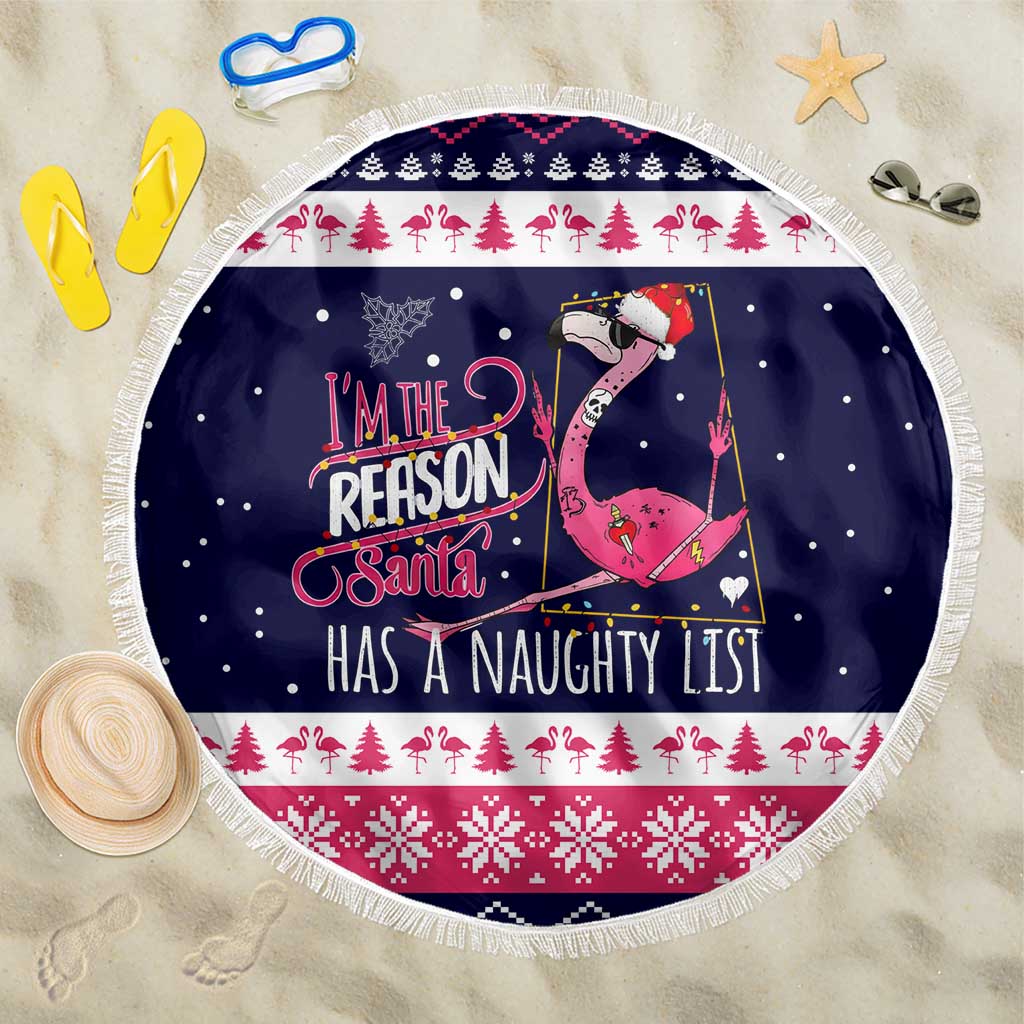 Flamingo I Am The Reason Santa Has A Naughty Christmas Beach Blanket Xmas Holiday Patterns - Wonder Print Shop