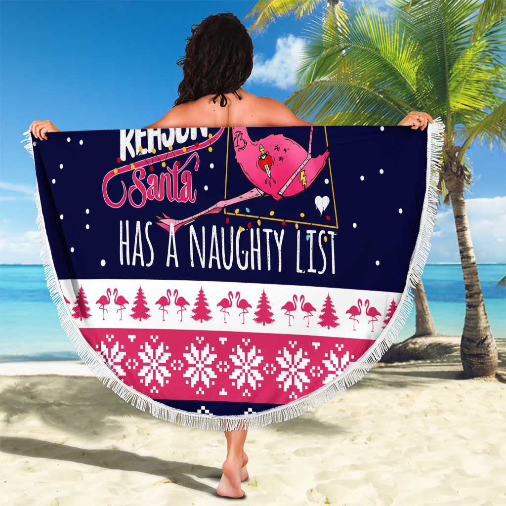 Flamingo I Am The Reason Santa Has A Naughty Christmas Beach Blanket Xmas Holiday Patterns - Wonder Print Shop