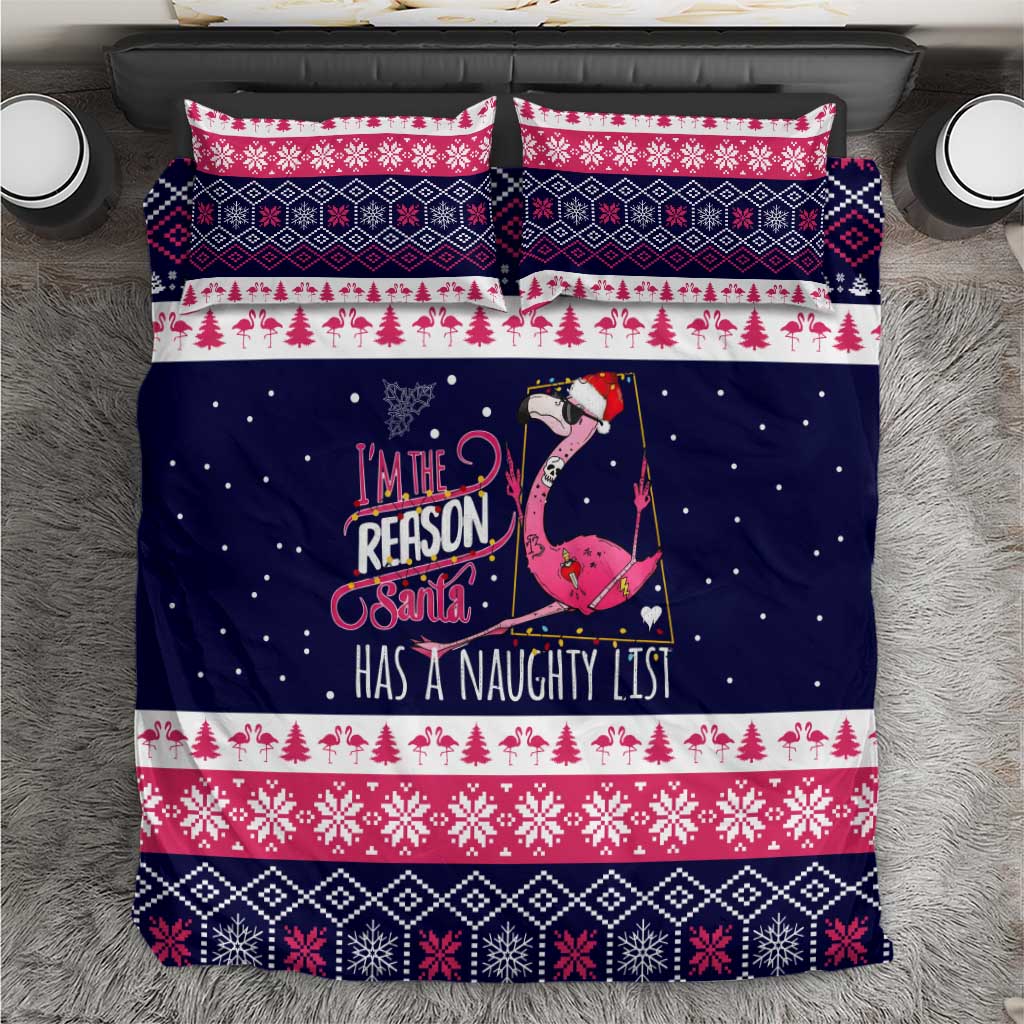 Flamingo I Am The Reason Santa Has A Naughty Christmas Bedding Set Xmas Holiday Patterns - Wonder Print Shop