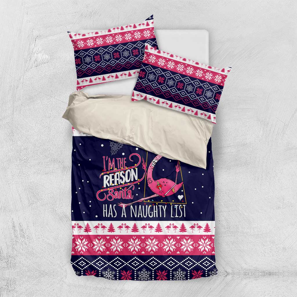 Flamingo I Am The Reason Santa Has A Naughty Christmas Bedding Set Xmas Holiday Patterns - Wonder Print Shop