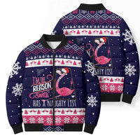 Flamingo I Am The Reason Santa Has A Naughty Christmas Bomber Puffer Jacket Xmas Holiday Patterns - Wonder Print Shop