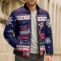 Flamingo I Am The Reason Santa Has A Naughty Christmas Bomber Puffer Jacket Xmas Holiday Patterns - Wonder Print Shop