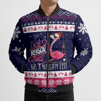 Flamingo I Am The Reason Santa Has A Naughty Christmas Bomber Puffer Jacket Xmas Holiday Patterns - Wonder Print Shop