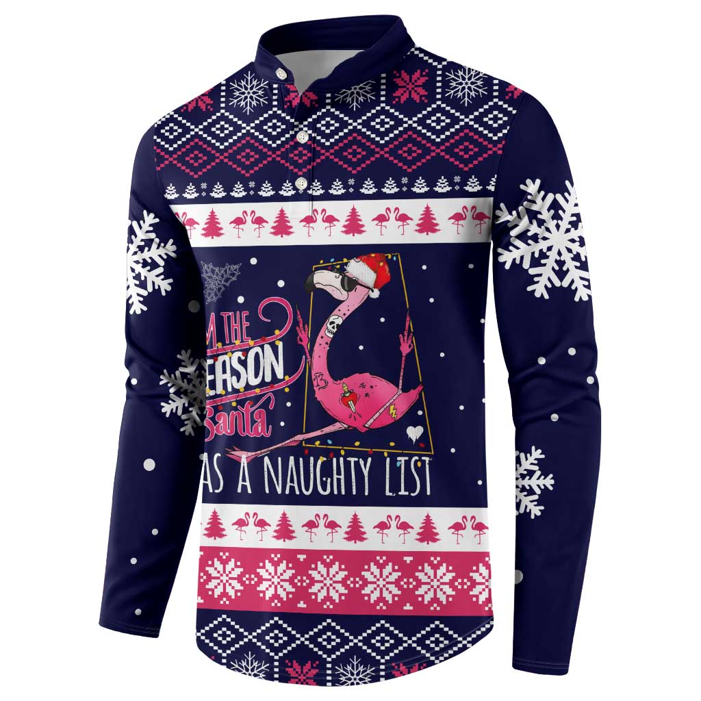 Flamingo I Am The Reason Santa Has A Naughty Christmas Button Sweatshirt Xmas Holiday Patterns - Wonder Print Shop