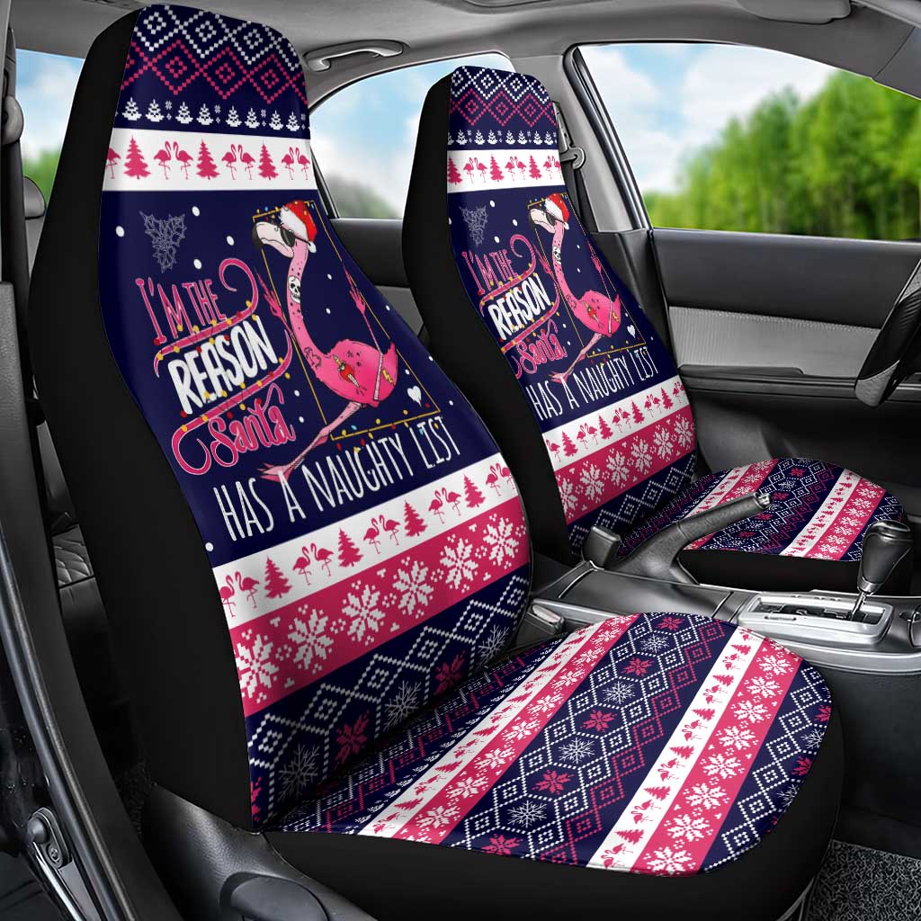 Flamingo I Am The Reason Santa Has A Naughty Christmas Car Seat Cover Xmas Holiday Patterns - Wonder Print Shop