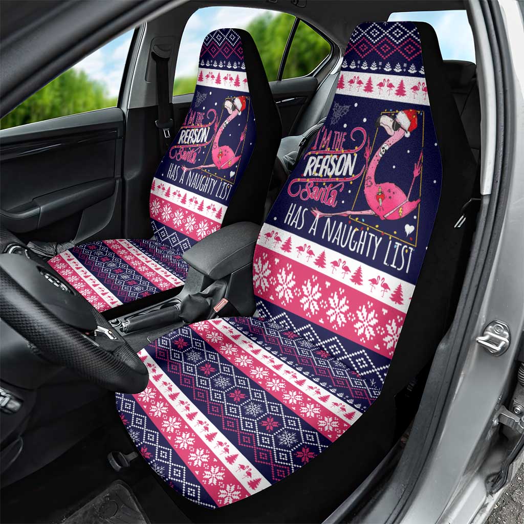 Flamingo I Am The Reason Santa Has A Naughty Christmas Car Seat Cover Xmas Holiday Patterns - Wonder Print Shop