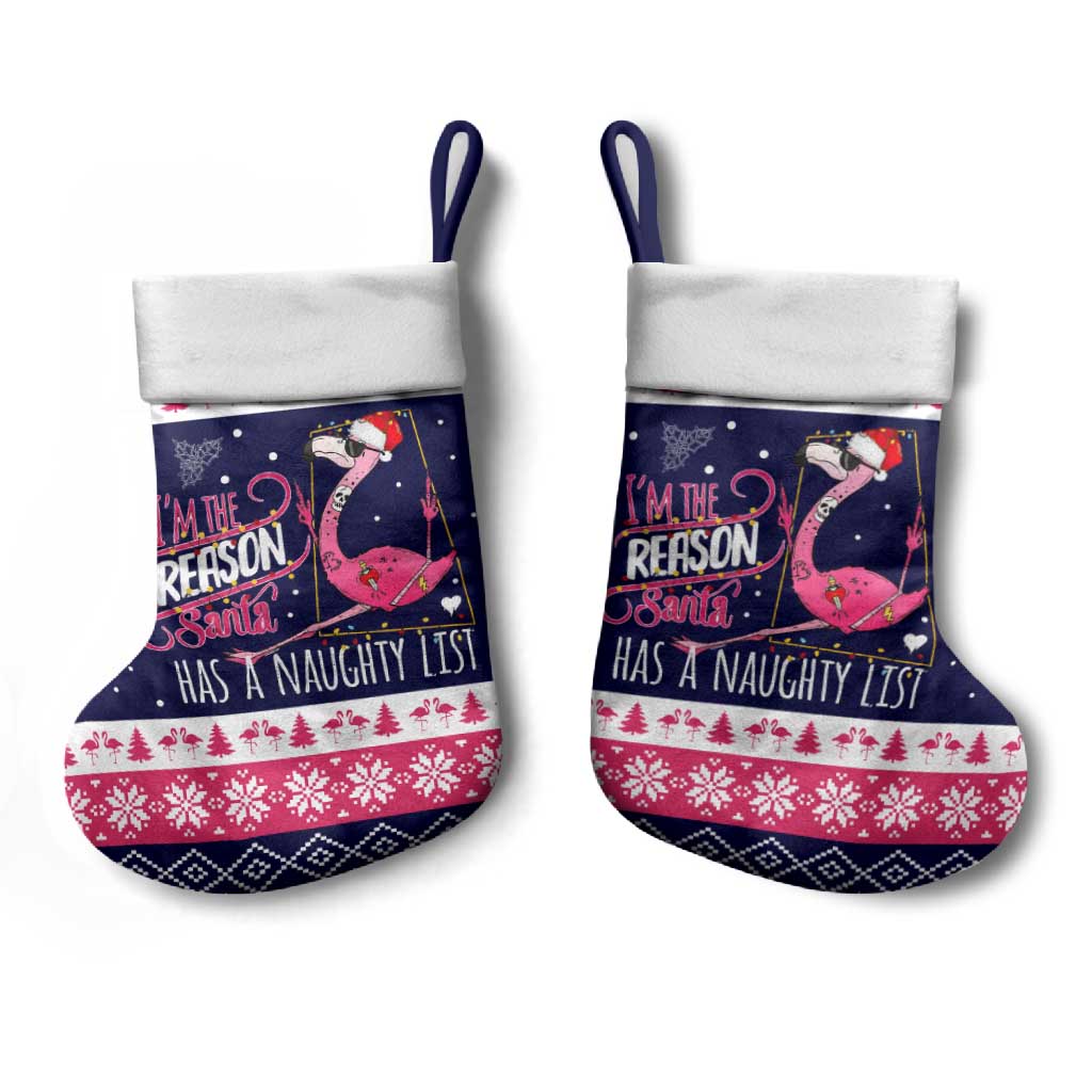Flamingo I Am The Reason Santa Has A Naughty Christmas Stocking Xmas Holiday Patterns - Wonder Print Shop