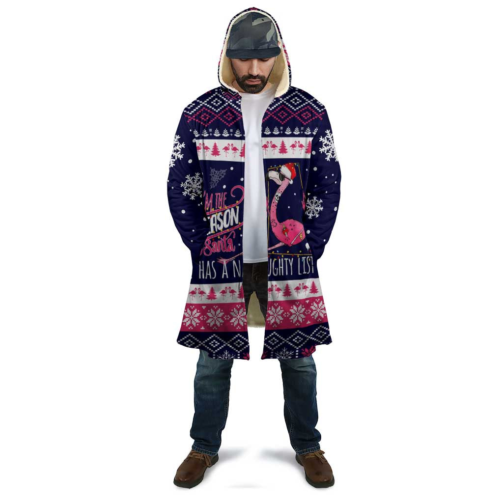 Flamingo I Am The Reason Santa Has A Naughty Christmas Cloak Xmas Holiday Patterns - Wonder Print Shop
