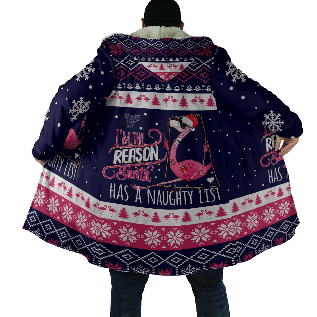 Flamingo I Am The Reason Santa Has A Naughty Christmas Cloak Xmas Holiday Patterns - Wonder Print Shop