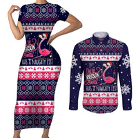 Flamingo I Am The Reason Santa Has A Naughty Christmas Couples Matching Short Sleeve Bodycon Dress and Long Sleeve Button Shirt Xmas Holiday Patterns - Wonder Print Shop