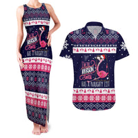 Flamingo I Am The Reason Santa Has A Naughty Christmas Couples Matching Tank Maxi Dress and Hawaiian Shirt Xmas Holiday Patterns - Wonder Print Shop