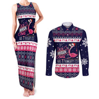 Flamingo I Am The Reason Santa Has A Naughty Christmas Couples Matching Tank Maxi Dress and Long Sleeve Button Shirt Xmas Holiday Patterns - Wonder Print Shop