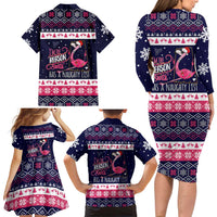 Flamingo I Am The Reason Santa Has A Naughty Christmas Family Matching Long Sleeve Bodycon Dress and Hawaiian Shirt Xmas Holiday Patterns - Wonder Print Shop
