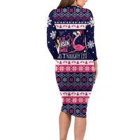 Flamingo I Am The Reason Santa Has A Naughty Christmas Family Matching Long Sleeve Bodycon Dress and Hawaiian Shirt Xmas Holiday Patterns - Wonder Print Shop