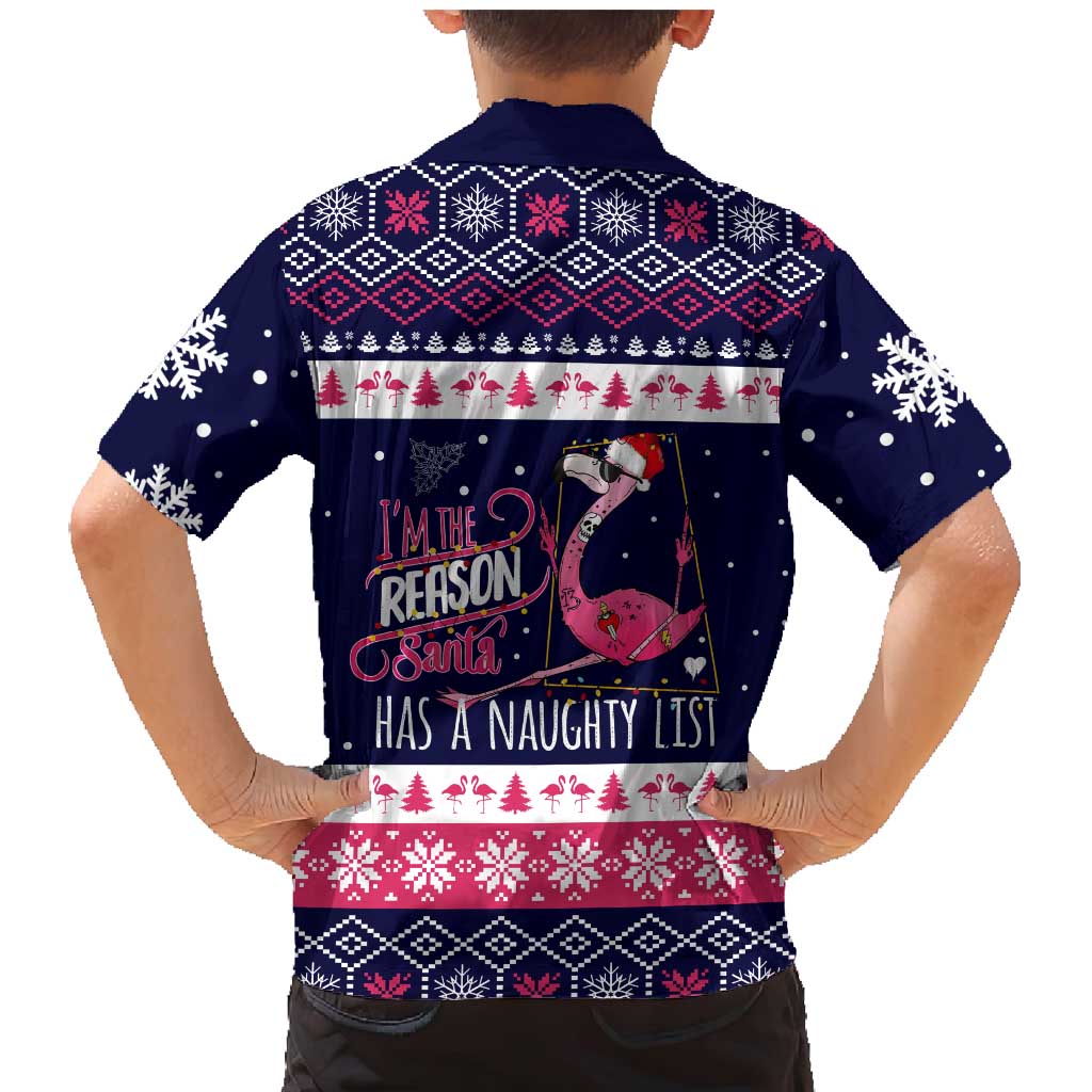 Flamingo I Am The Reason Santa Has A Naughty Christmas Family Matching Mermaid Dress and Hawaiian Shirt Xmas Holiday Patterns - Wonder Print Shop