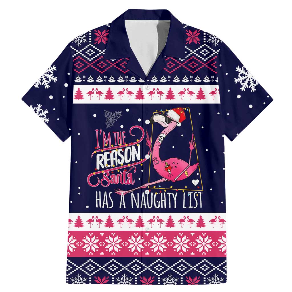 Flamingo I Am The Reason Santa Has A Naughty Christmas Family Matching Mermaid Dress and Hawaiian Shirt Xmas Holiday Patterns - Wonder Print Shop