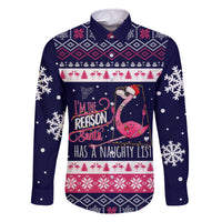 Flamingo I Am The Reason Santa Has A Naughty Christmas Family Matching Off The Shoulder Long Sleeve Dress and Hawaiian Shirt Xmas Holiday Patterns - Wonder Print Shop