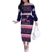 Flamingo I Am The Reason Santa Has A Naughty Christmas Family Matching Off The Shoulder Long Sleeve Dress and Hawaiian Shirt Xmas Holiday Patterns - Wonder Print Shop