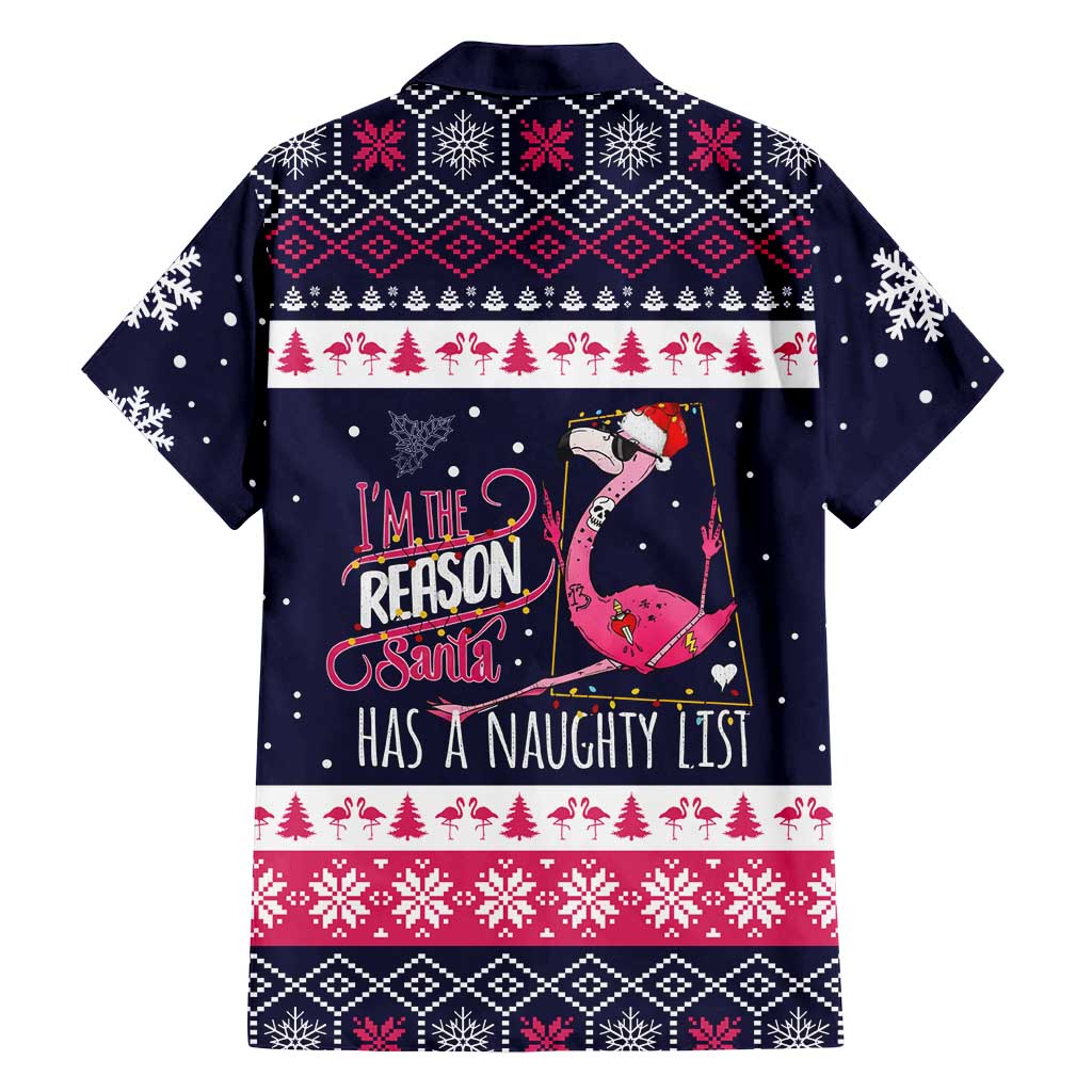 Flamingo I Am The Reason Santa Has A Naughty Christmas Family Matching Puletasi and Hawaiian Shirt Xmas Holiday Patterns - Wonder Print Shop