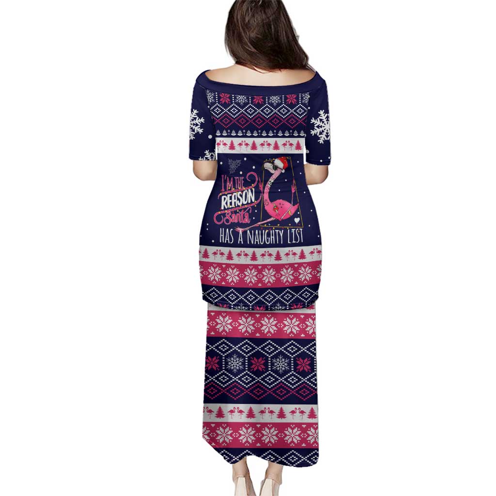 Flamingo I Am The Reason Santa Has A Naughty Christmas Family Matching Puletasi and Hawaiian Shirt Xmas Holiday Patterns - Wonder Print Shop