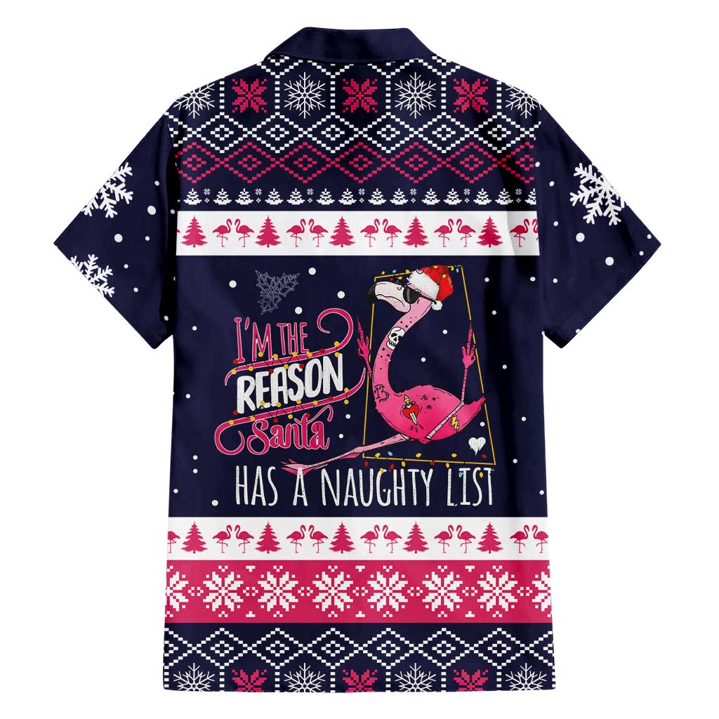 Flamingo I Am The Reason Santa Has A Naughty Christmas Family Matching Short Sleeve Bodycon Dress and Hawaiian Shirt Xmas Holiday Patterns - Wonder Print Shop