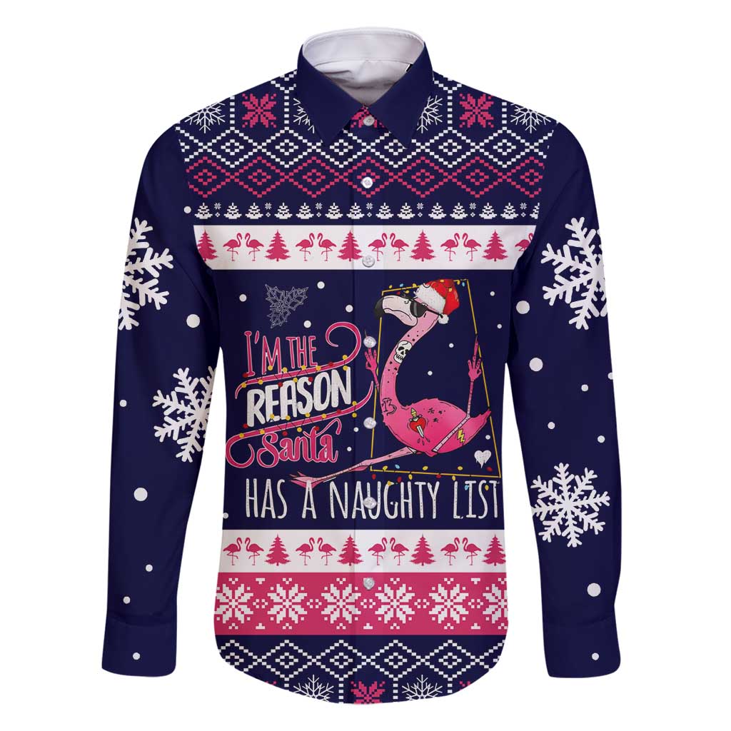 Flamingo I Am The Reason Santa Has A Naughty Christmas Family Matching Summer Maxi Dress and Hawaiian Shirt Xmas Holiday Patterns - Wonder Print Shop