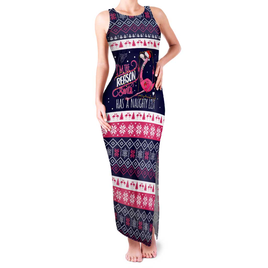 Flamingo I Am The Reason Santa Has A Naughty Christmas Family Matching Tank Maxi Dress and Hawaiian Shirt Xmas Holiday Patterns - Wonder Print Shop