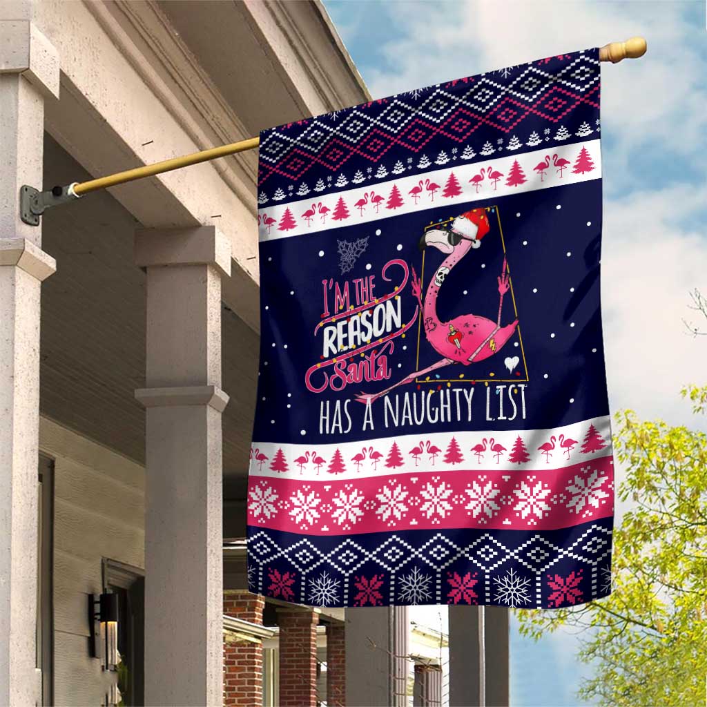 Flamingo I Am The Reason Santa Has A Naughty Christmas Garden Flag Xmas Holiday Patterns - Wonder Print Shop
