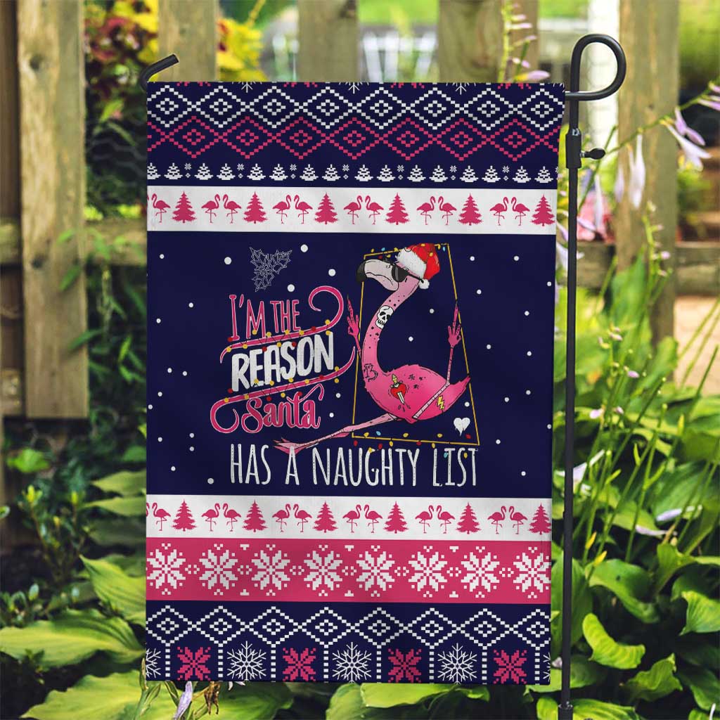 Flamingo I Am The Reason Santa Has A Naughty Christmas Garden Flag Xmas Holiday Patterns - Wonder Print Shop