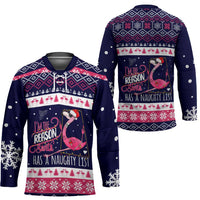 Flamingo I Am The Reason Santa Has A Naughty Christmas Hockey Jersey Xmas Holiday Patterns - Wonder Print Shop