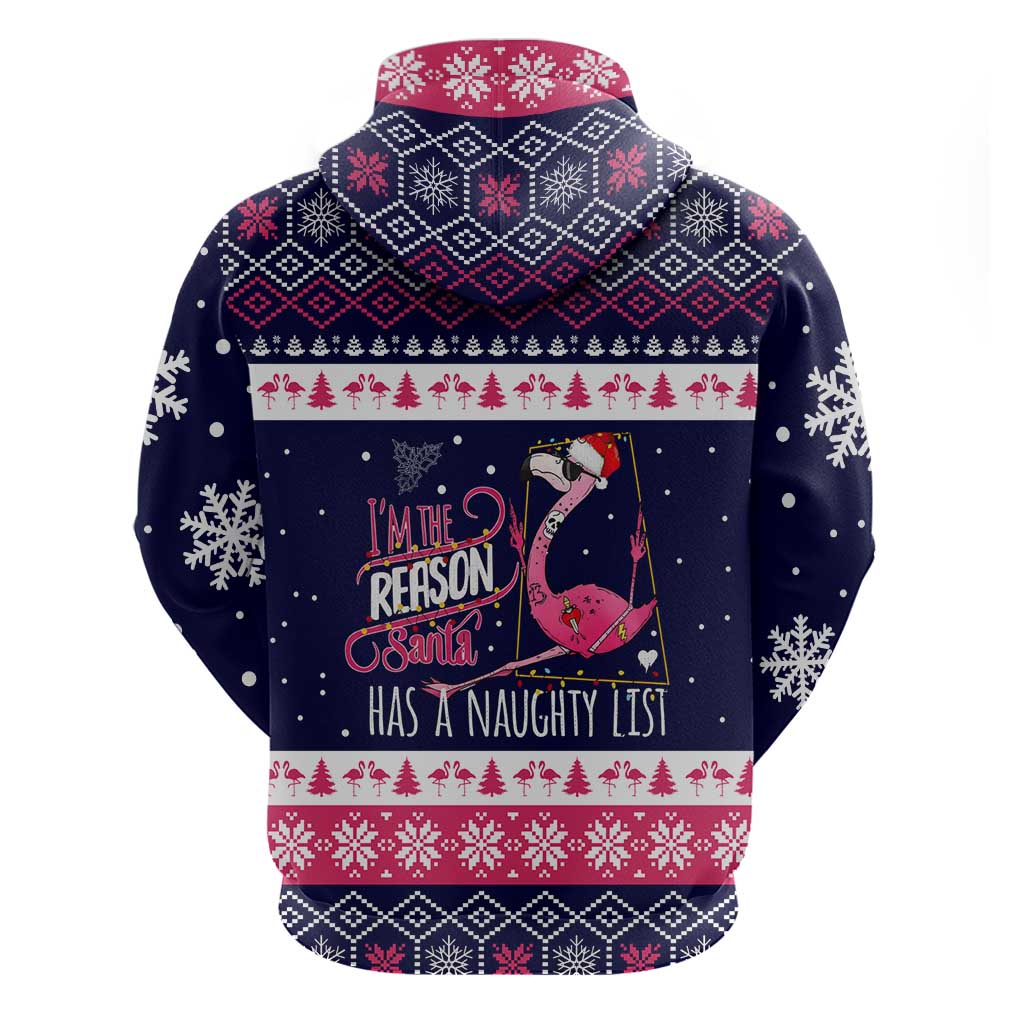 Flamingo I Am The Reason Santa Has A Naughty Christmas Hoodie Xmas Holiday Patterns - Wonder Print Shop