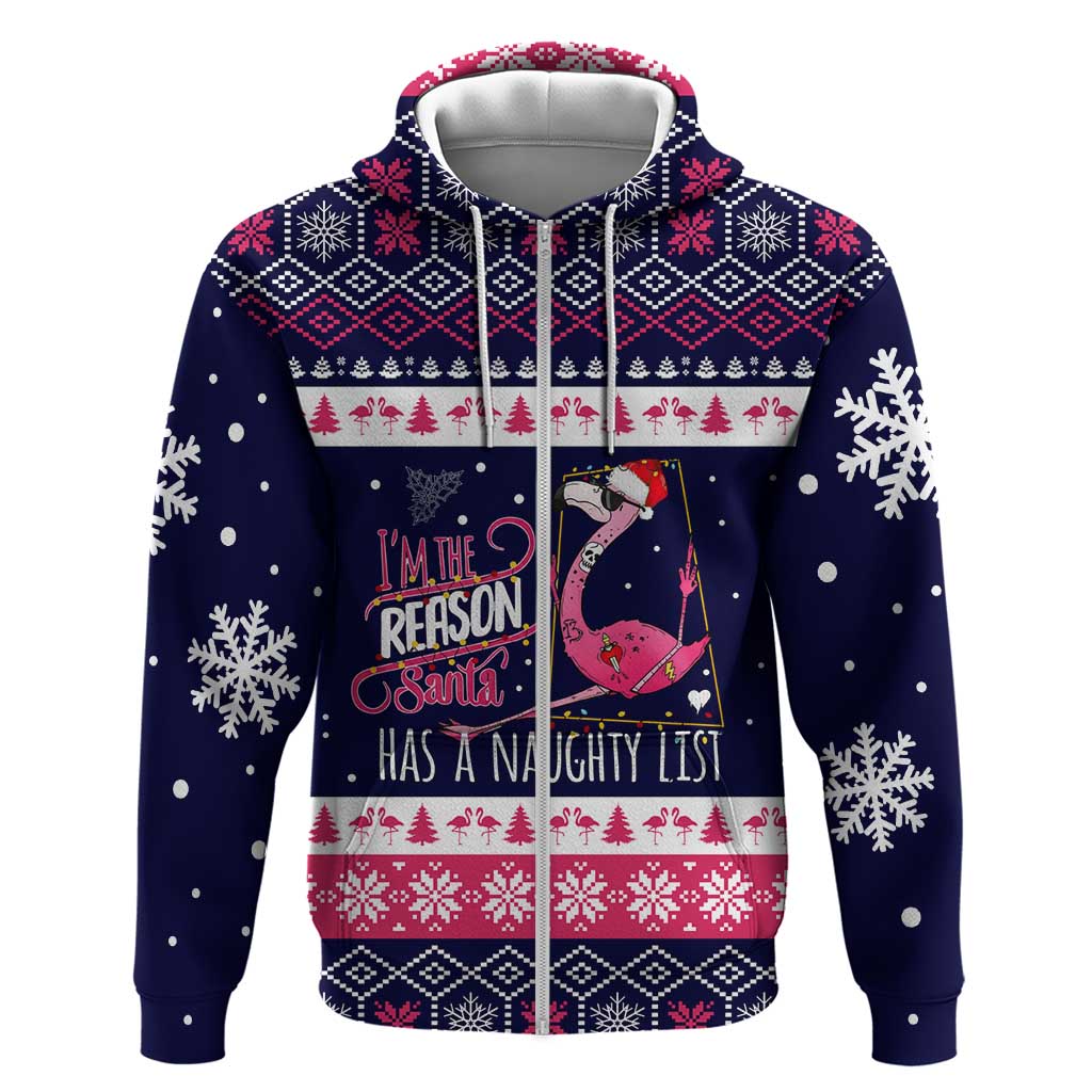 Flamingo I Am The Reason Santa Has A Naughty Christmas Hoodie Xmas Holiday Patterns - Wonder Print Shop