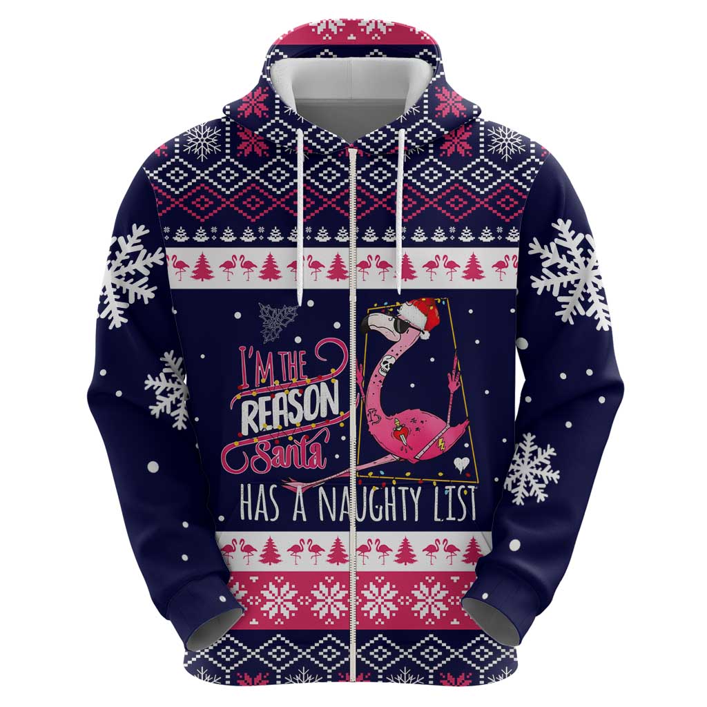 Flamingo I Am The Reason Santa Has A Naughty Christmas Hoodie Xmas Holiday Patterns - Wonder Print Shop