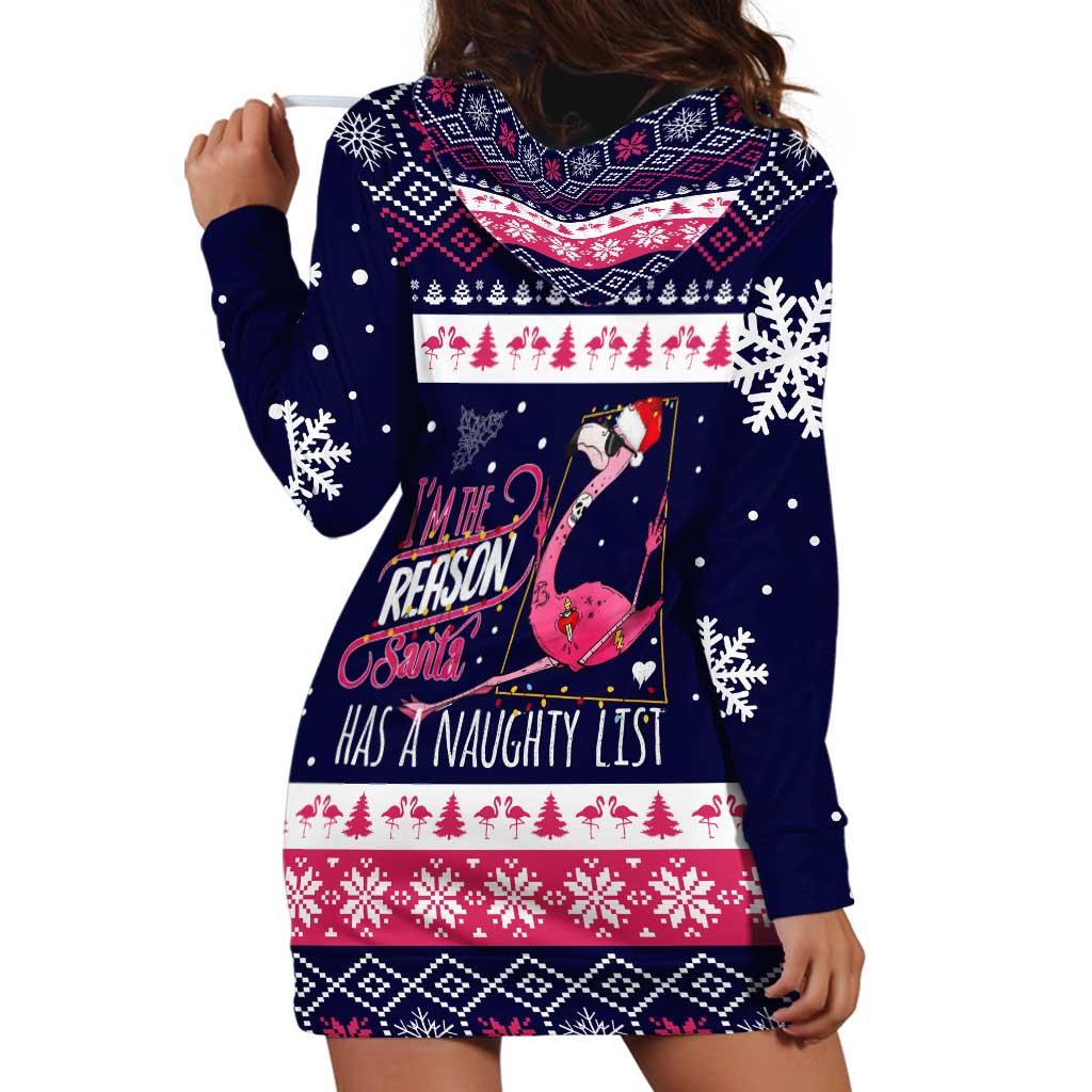Flamingo I Am The Reason Santa Has A Naughty Christmas Hoodie Dress Xmas Holiday Patterns - Wonder Print Shop