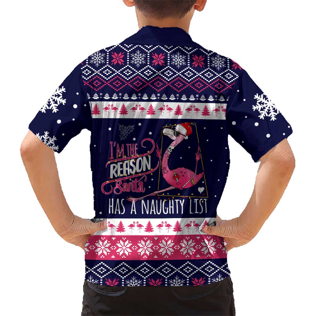 Flamingo I Am The Reason Santa Has A Naughty Christmas Kid Hawaiian Shirt Xmas Holiday Patterns - Wonder Print Shop