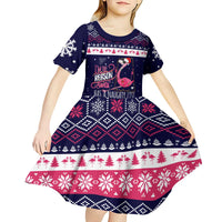Flamingo I Am The Reason Santa Has A Naughty Christmas Kid Short Sleeve Dress Xmas Holiday Patterns - Wonder Print Shop
