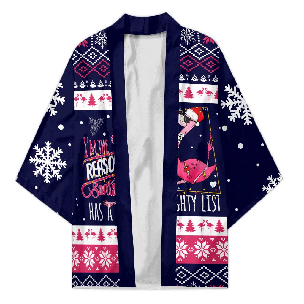 Flamingo I Am The Reason Santa Has A Naughty Christmas Kimono Xmas Holiday Patterns - Wonder Print Shop