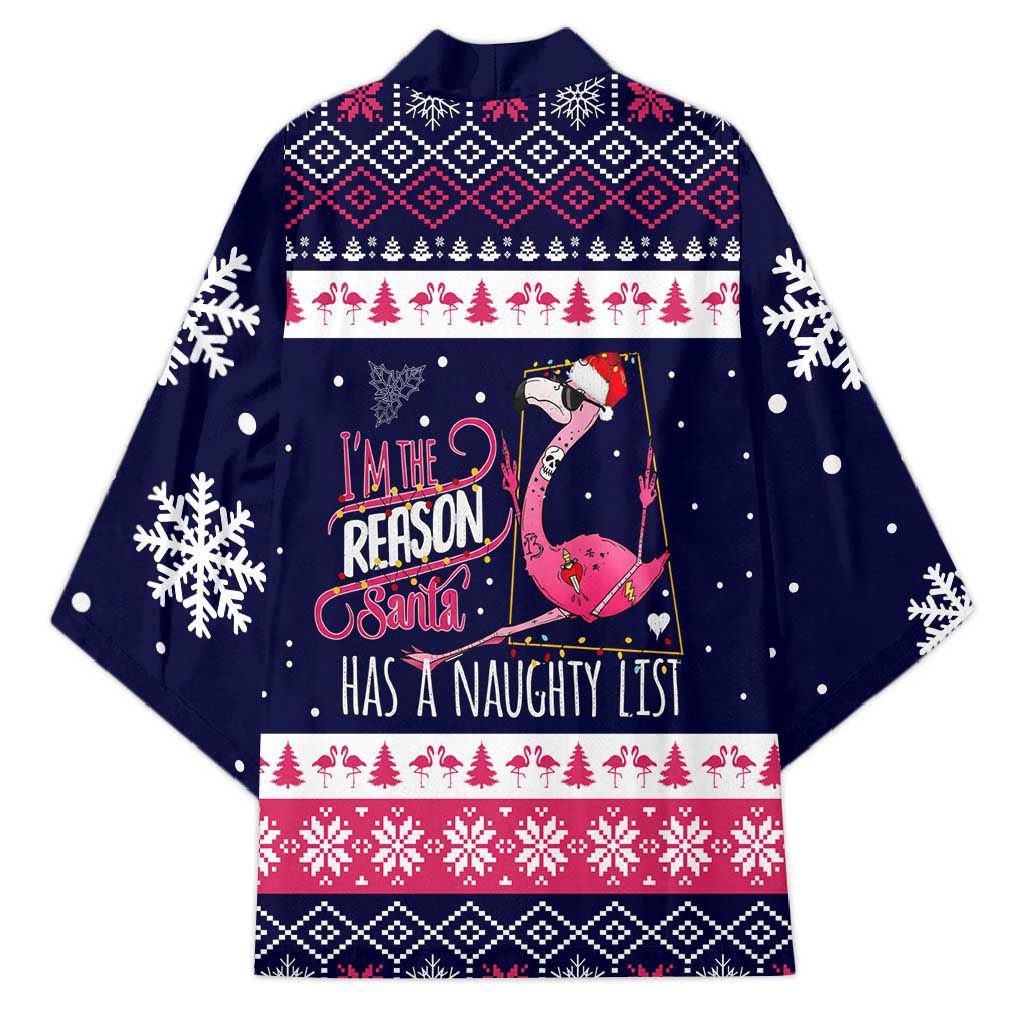 Flamingo I Am The Reason Santa Has A Naughty Christmas Kimono Xmas Holiday Patterns - Wonder Print Shop