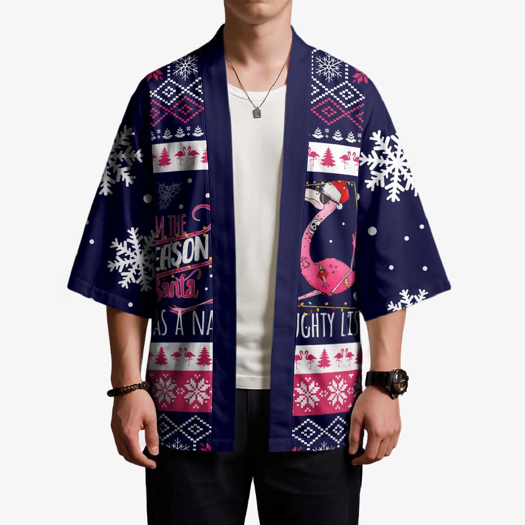 Flamingo I Am The Reason Santa Has A Naughty Christmas Kimono Xmas Holiday Patterns - Wonder Print Shop