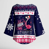 Flamingo I Am The Reason Santa Has A Naughty Christmas Kimono Sleeve Blouse Xmas Holiday Patterns - Wonder Print Shop