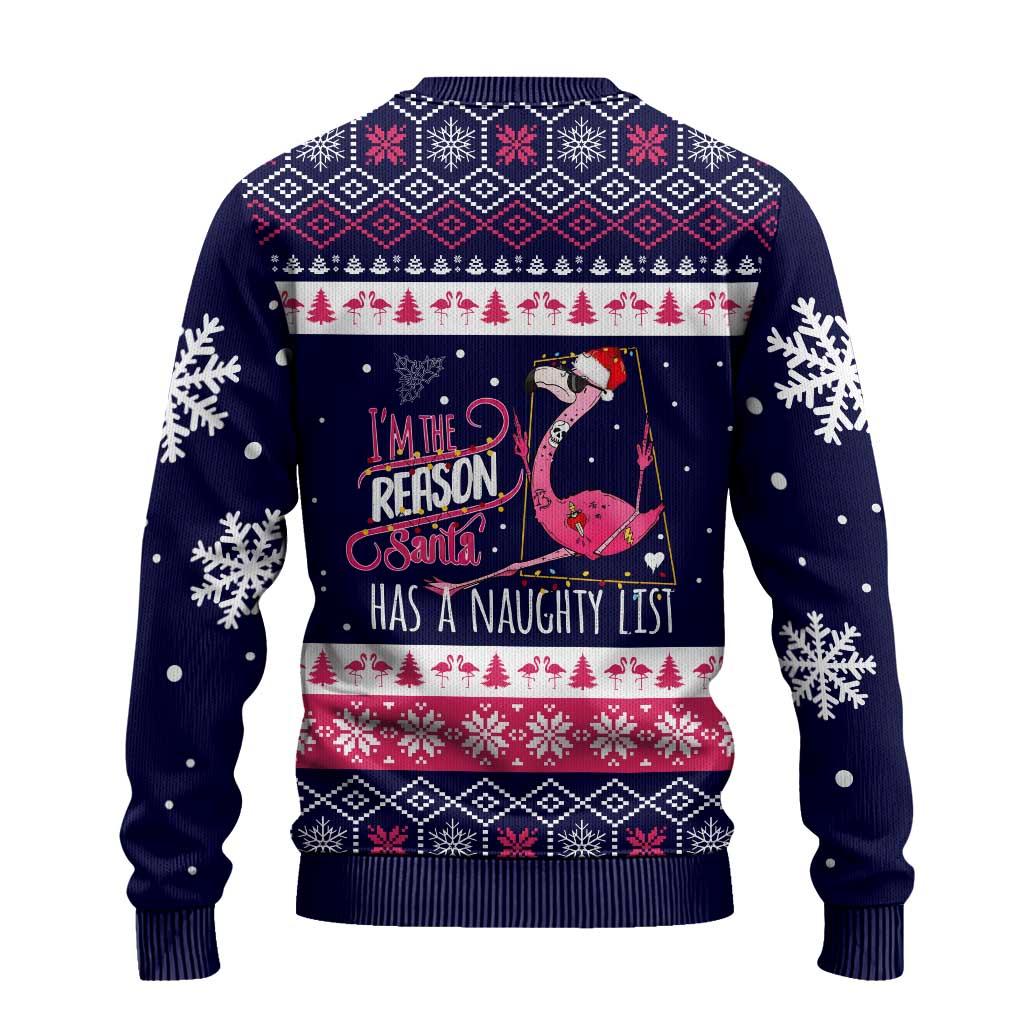 Flamingo I Am The Reason Santa Has A Naughty Christmas Ugly Christmas Sweater Xmas Holiday Patterns - Wonder Print Shop