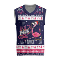 Flamingo I Am The Reason Santa Has A Naughty Christmas Knitted V-Neck Vest Xmas Holiday Patterns - Wonder Print Shop