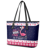 Flamingo I Am The Reason Santa Has A Naughty Christmas Leather Tote Bag Xmas Holiday Patterns - Wonder Print Shop