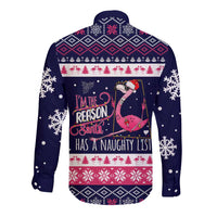 Flamingo I Am The Reason Santa Has A Naughty Christmas Long Sleeve Button Shirt Xmas Holiday Patterns - Wonder Print Shop