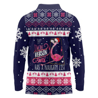 Flamingo I Am The Reason Santa Has A Naughty Christmas Long Sleeve Polo Shirt Xmas Holiday Patterns - Wonder Print Shop