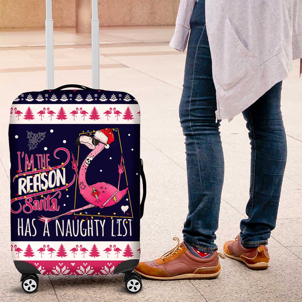 Flamingo I Am The Reason Santa Has A Naughty Christmas Luggage Cover Xmas Holiday Patterns - Wonder Print Shop