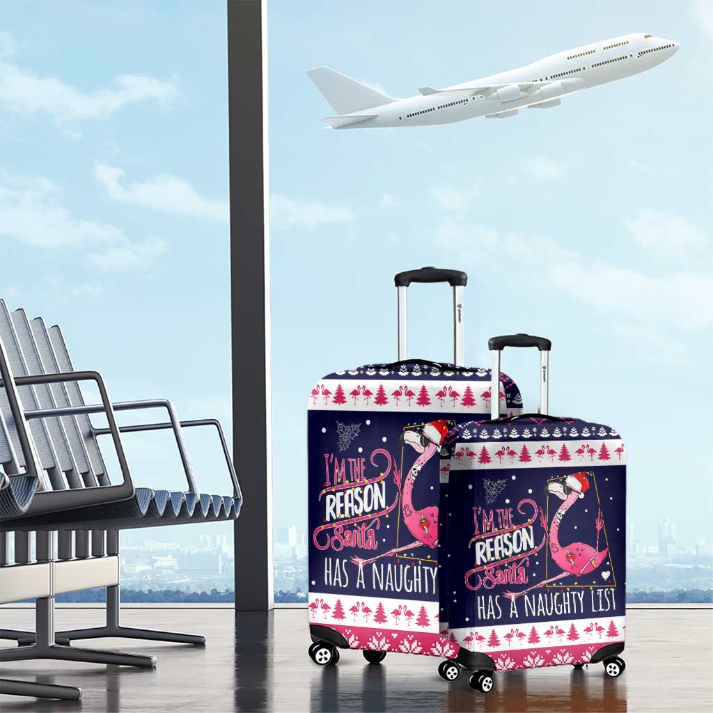 Flamingo I Am The Reason Santa Has A Naughty Christmas Luggage Cover Xmas Holiday Patterns - Wonder Print Shop