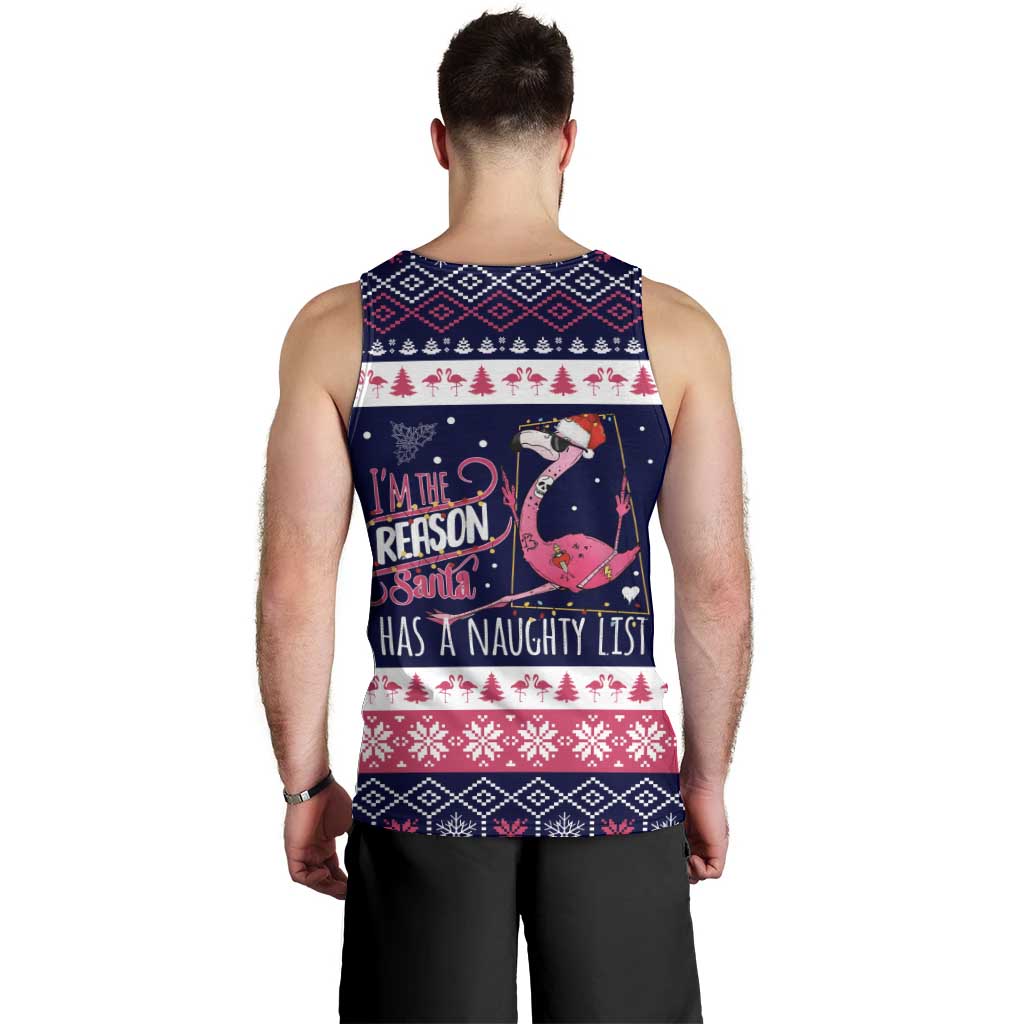 Flamingo I Am The Reason Santa Has A Naughty Christmas Men Tank Top Xmas Holiday Patterns - Wonder Print Shop