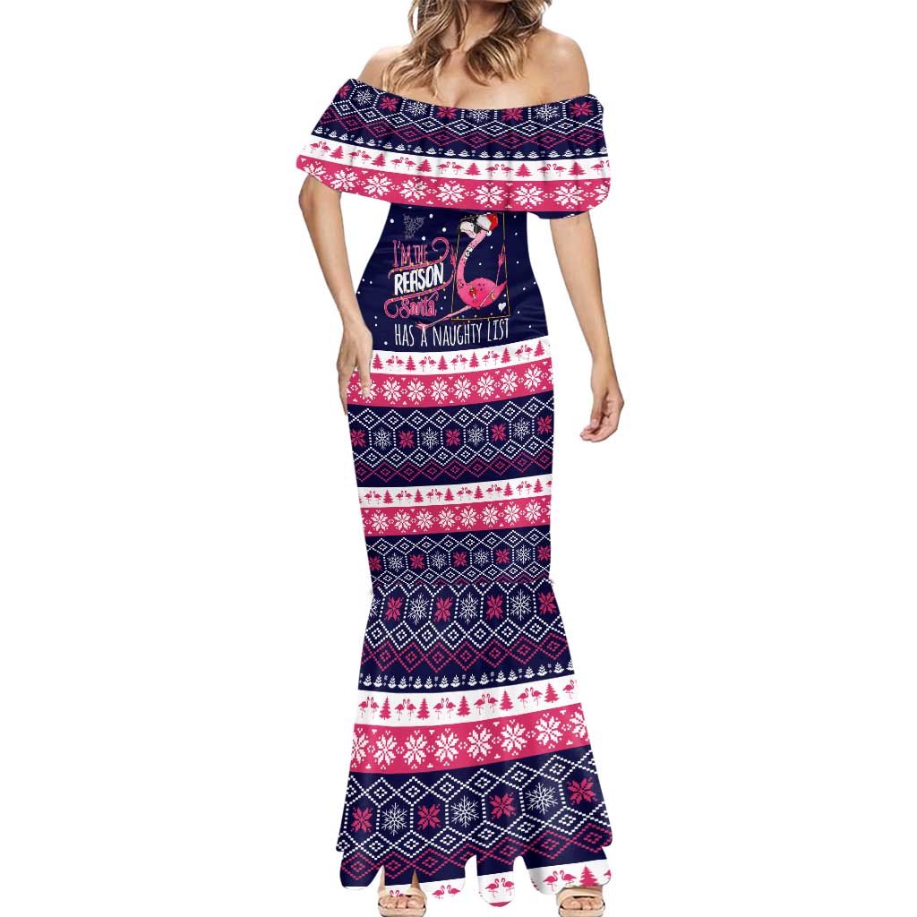 Flamingo I Am The Reason Santa Has A Naughty Christmas Mermaid Dress Xmas Holiday Patterns - Wonder Print Shop
